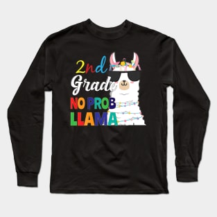 2Nd Grade No Prob Llama Eacher Student First Day Of School Long Sleeve T-Shirt